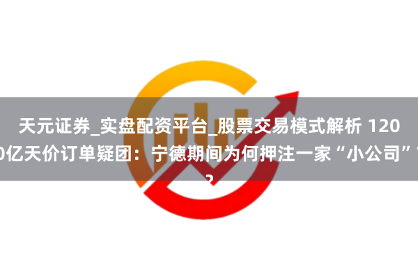 天元证券_实盘配资平台_股票交易模式解析 1200亿天价订单疑团：宁德期间为何押注一家“小公司”？